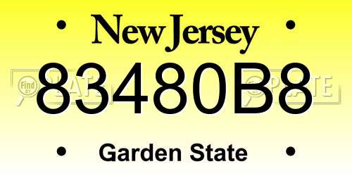 83480B8 New Jersey License Plate