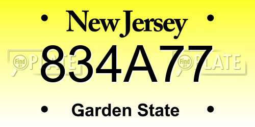 834A77 New Jersey License Plate
