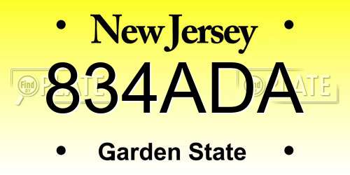 834ADA New Jersey License Plate