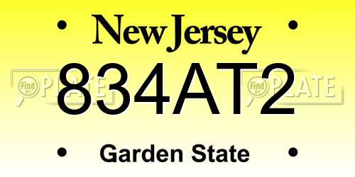 834AT2 New Jersey License Plate
