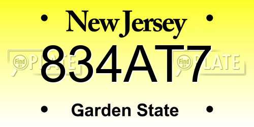 834AT7 New Jersey License Plate