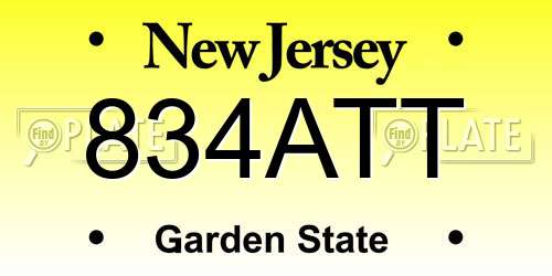 834ATT New Jersey License Plate