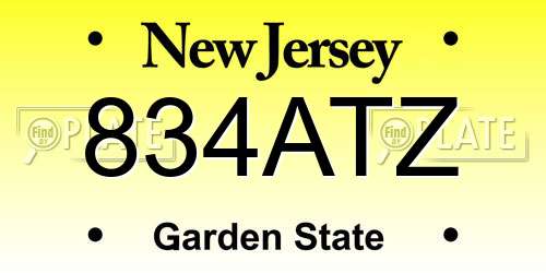 834ATZ New Jersey License Plate