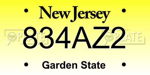 834AZ2 New Jersey License Plate