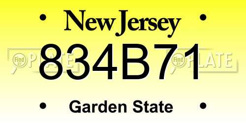 834B71 New Jersey License Plate