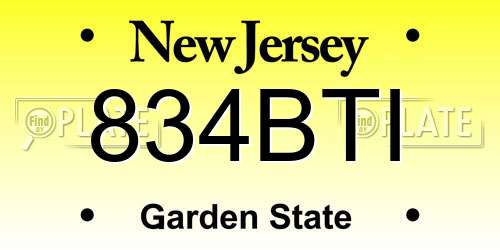 834BTI New Jersey License Plate