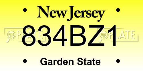 834BZ1 New Jersey License Plate