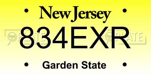 834EXR New Jersey License Plate