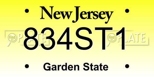 834ST1 New Jersey License Plate