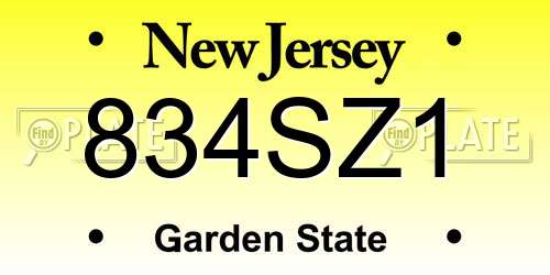 834SZ1 New Jersey License Plate