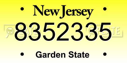 8352335 New Jersey License Plate