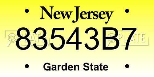 83543B7 New Jersey License Plate