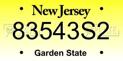 83543S2 New Jersey License Plate