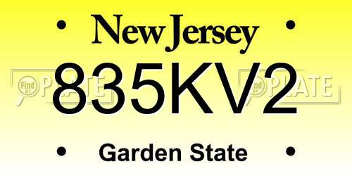835KV2 New Jersey License Plate