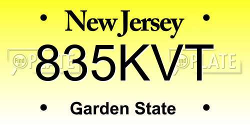 835KVT New Jersey License Plate
