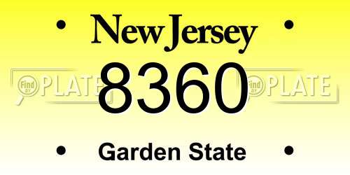 8360 New Jersey License Plate