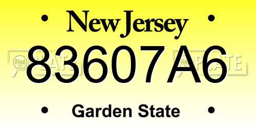 83607A6 New Jersey License Plate