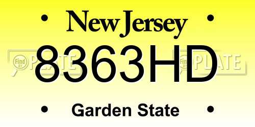 8363HD New Jersey License Plate