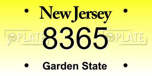 8365 New Jersey License Plate