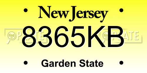 8365KB New Jersey License Plate