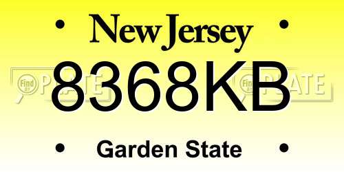 8368KB New Jersey License Plate