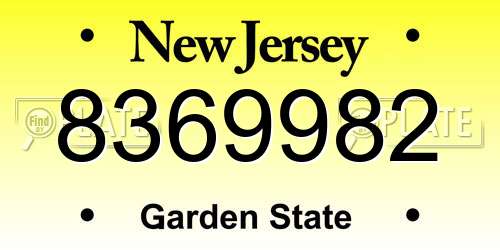 8369982 New Jersey License Plate
