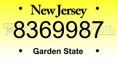8369987 New Jersey License Plate