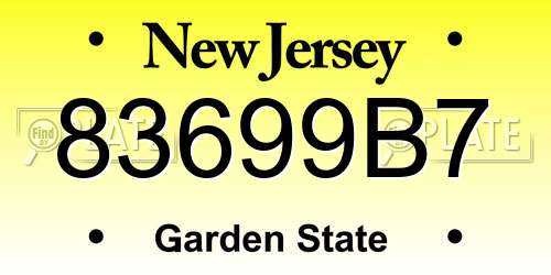 83699B7 New Jersey License Plate