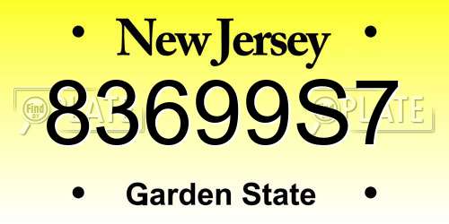 83699S7 New Jersey License Plate