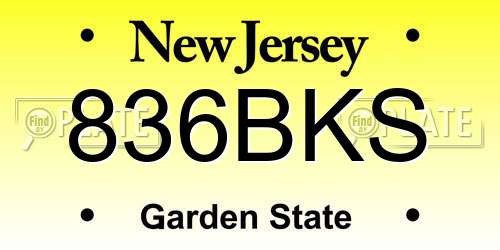 836BKS New Jersey License Plate