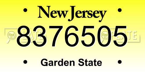 8376505 New Jersey License Plate
