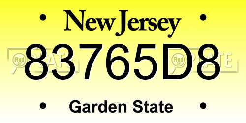 83765D8 New Jersey License Plate