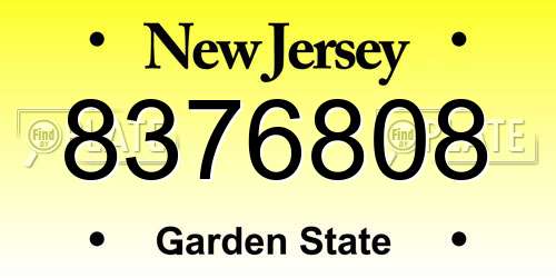 8376808 New Jersey License Plate
