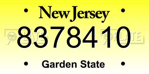 8378410 New Jersey License Plate