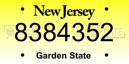 8384352 New Jersey License Plate