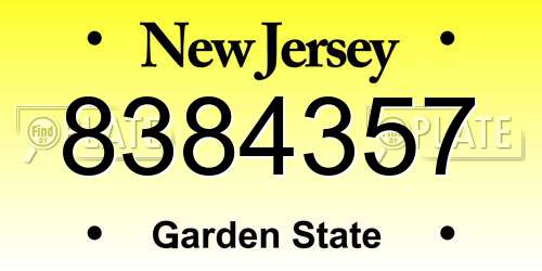8384357 New Jersey License Plate