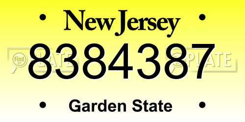 8384387 New Jersey License Plate