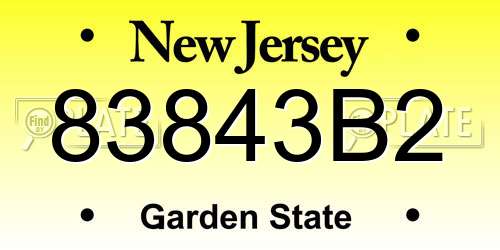 83843B2 New Jersey License Plate