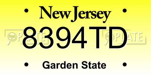 8394TD New Jersey License Plate