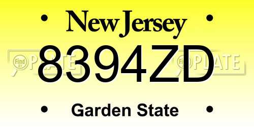 8394ZD New Jersey License Plate