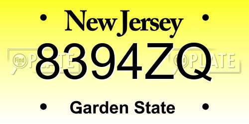 8394ZQ New Jersey License Plate
