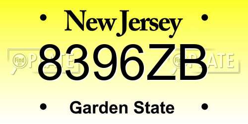 8396ZB New Jersey License Plate