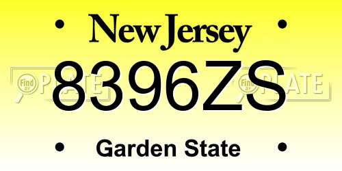 8396ZS New Jersey License Plate