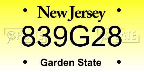 839G28 New Jersey License Plate