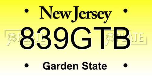 839GTB New Jersey License Plate