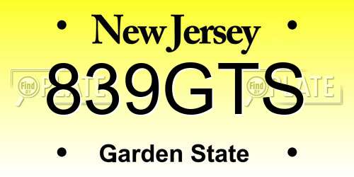 839GTS New Jersey License Plate
