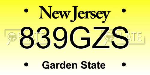 839GZS New Jersey License Plate