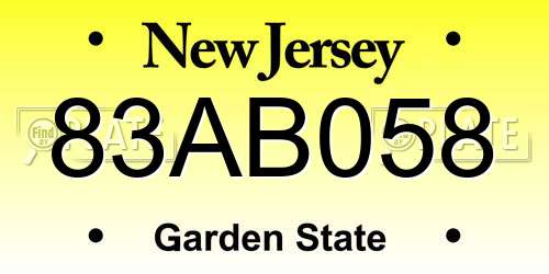 83AB058 New Jersey License Plate