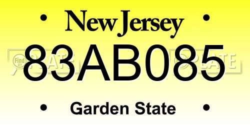 83AB085 New Jersey License Plate
