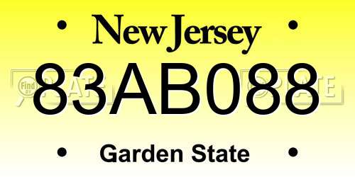 83AB088 New Jersey License Plate